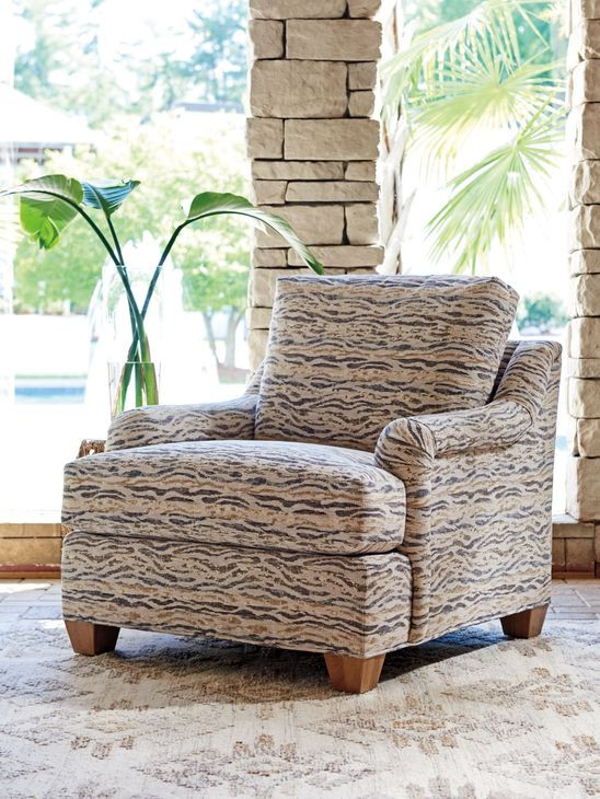 Los Altos Barton Blue and Beige Upholstered Accent Chair