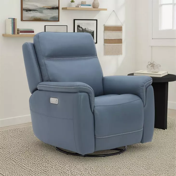 Sawyer Marine Leather Swivel Glider Recliner with Power Headrest & Lumbar