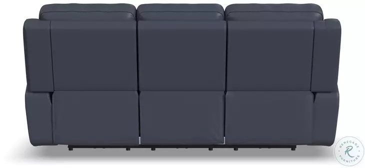 Sawyer Marine Blue Leather Power Reclining Sofa With Power Headrest And Lumbar
