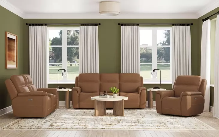 Sawyer Harvest Leather 77" Zero Gravity Power Reclining Loveseat with Console and USB Charging