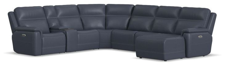 Sawyer Marine Leather 7 Piece Modular Zero Gravity Power Reclining Sectional with Power Lumbar and USB Charging