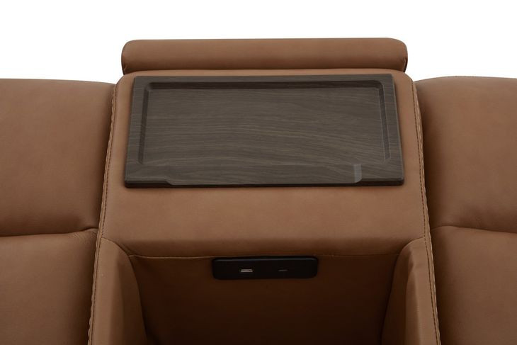 Sawyer Harvest Leather 6 Piece Modular Zero Gravity Power Reclining Sectional with Power Lumbar and USB Charging