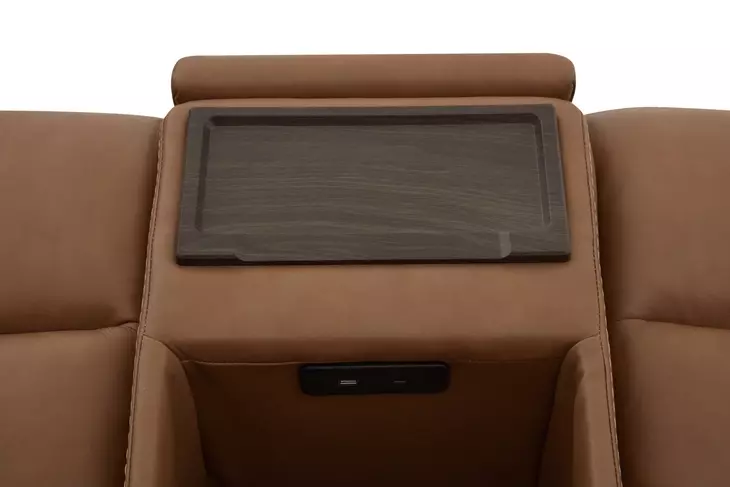 Sawyer Harvest Leather 6 Piece Modular Zero Gravity Power Reclining Sectional with Power Lumbar and USB Charging