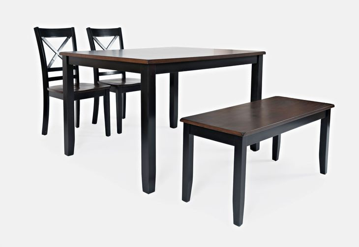 Asbury Park Black and Brown 4 Piece Dining Set with Bench