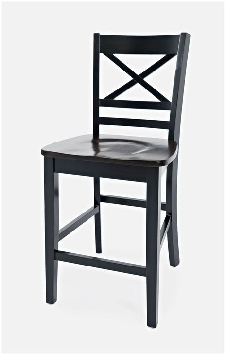Asbury Park Black Cross Back Counter Height Stool Set of 2