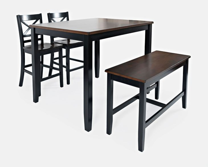 Asbury Park Black and Brown 4 Piece Counter Height Dining Set with Bench