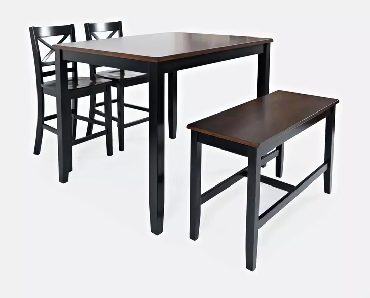 Asbury Park Black and Brown 4 Piece Counter Height Dining Set with Bench
