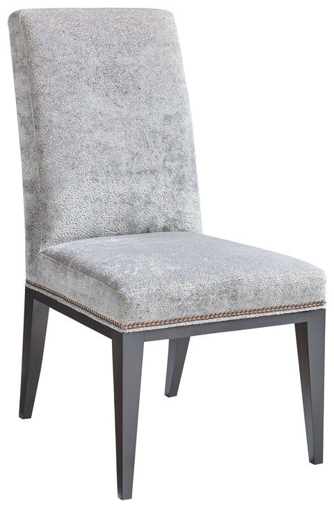 Lowell Blue Upholstered Side Chair with Nailhead Trim