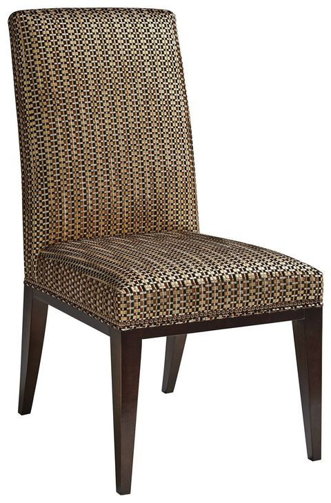 Lowell Black and Brown Leather Upholstered Dining Chair with Nailhead Trim