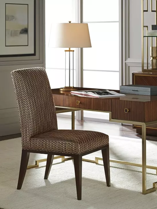 Lowell Black and Brown Leather Upholstered Dining Chair with Nailhead Trim