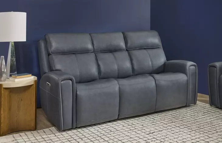 Warren Gray Leather Zero Gravity Power Reclining Living Room Set
