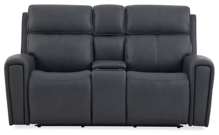 Warren Gray Leather 77" Zero Gravity Power Reclining Loveseat with Console and USB Charging