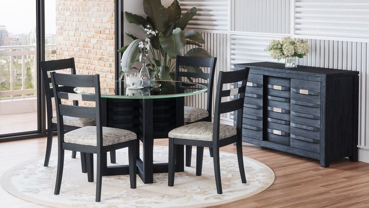 Altamonte Dark Charcoal 48" Round Glass Top Dining Table