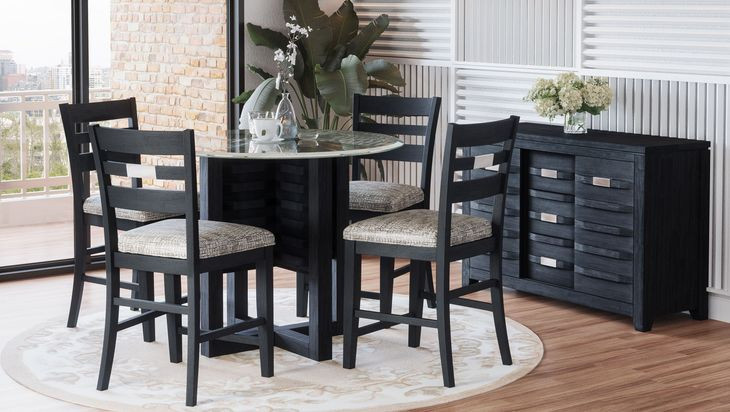 Altamonte Dark Charcoal 48" Round Glass Top Counter Height Dining Table