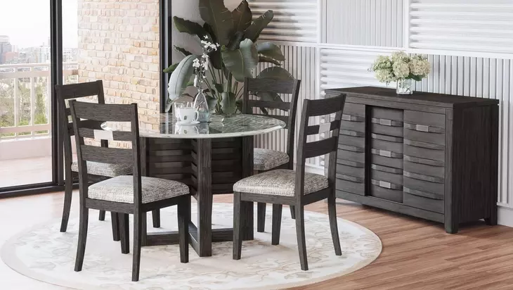 Altamonte Brushed Gray 48" Round Glass Top Dining Table