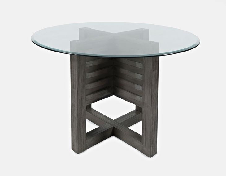 Altamonte Brushed Gray 48" Round Glass Top Dining Table