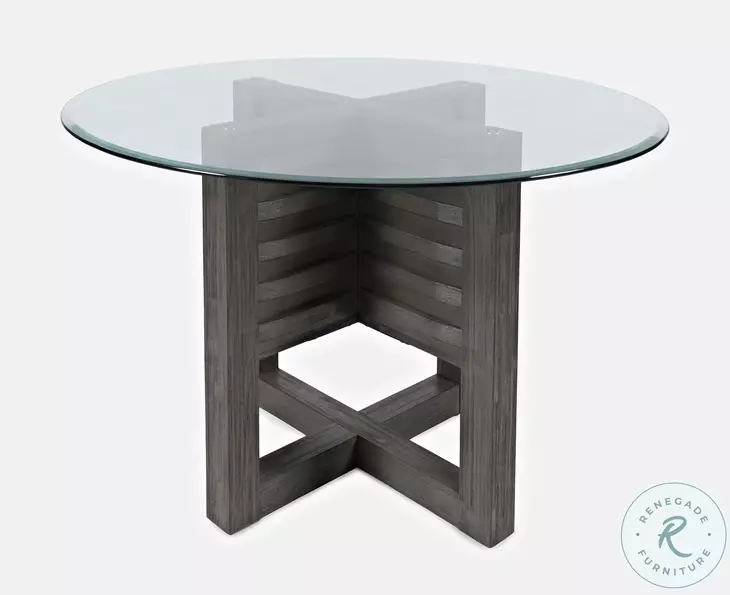 Altamonte Brushed Grey Round Glass Top Dining Table