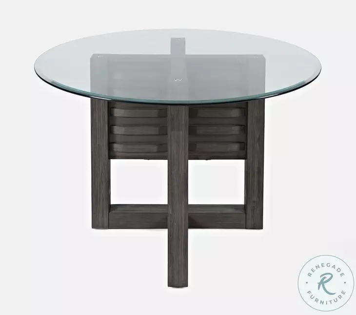 Altamonte Brushed Grey Round Glass Top Dining Table