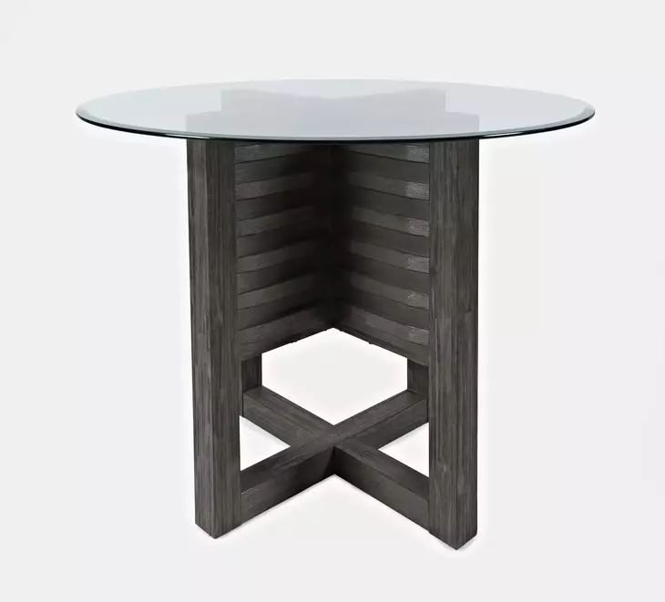 Altamonte Brushed Gray 48" Round Glass Top Counter Height Dining Table