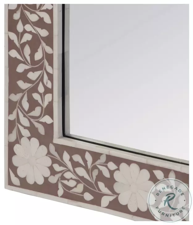 Vivienne Beige And Rose Pink Bone Wall Mirror