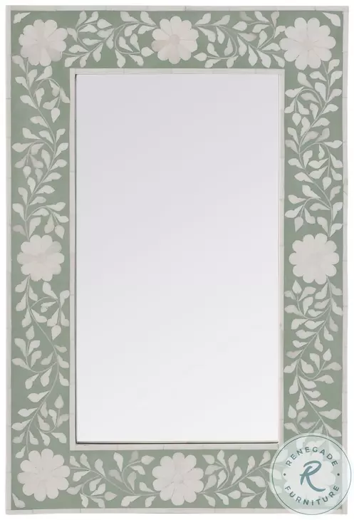 Vivienne White And Green Bone Wall Mirror