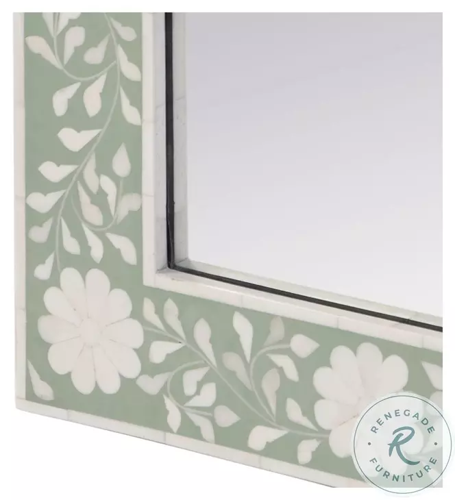 Vivienne White And Green Bone Wall Mirror