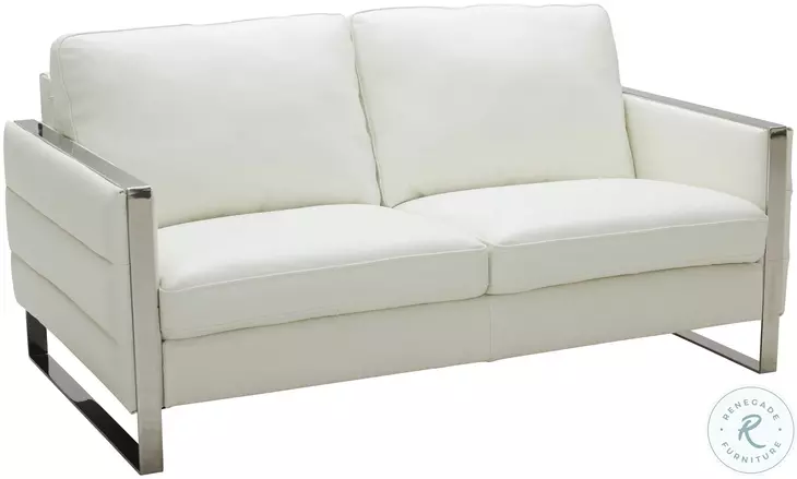 Constantin White Leather Loveseat