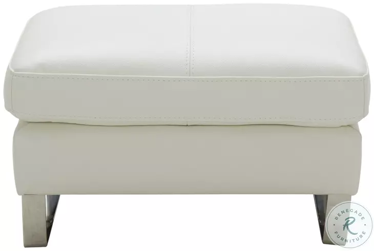 Constantin White Leather Ottoman