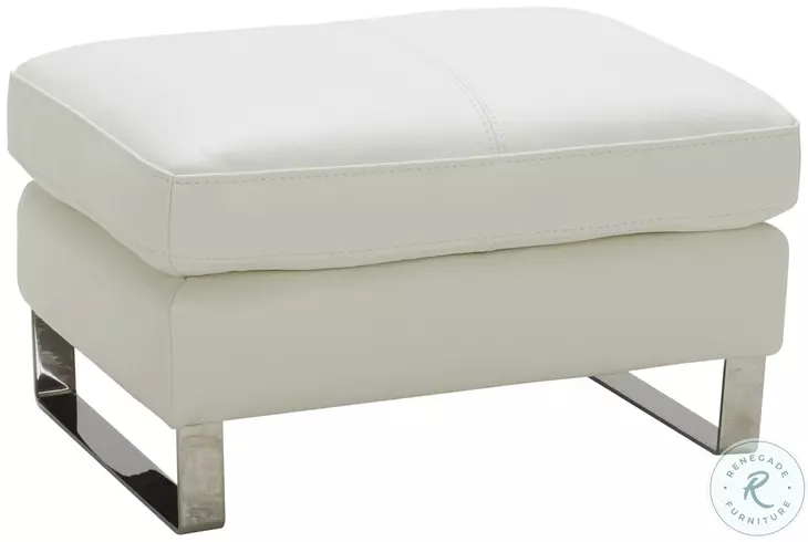Constantin White Leather Ottoman
