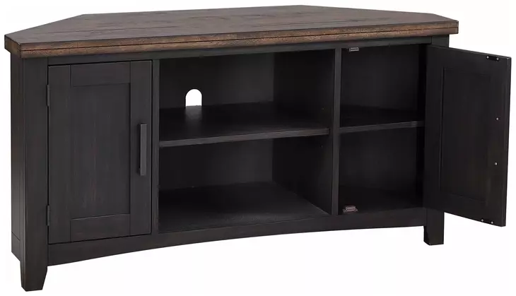 Ashford Black and Brown 1 Shelf 50" Corner TV Cart