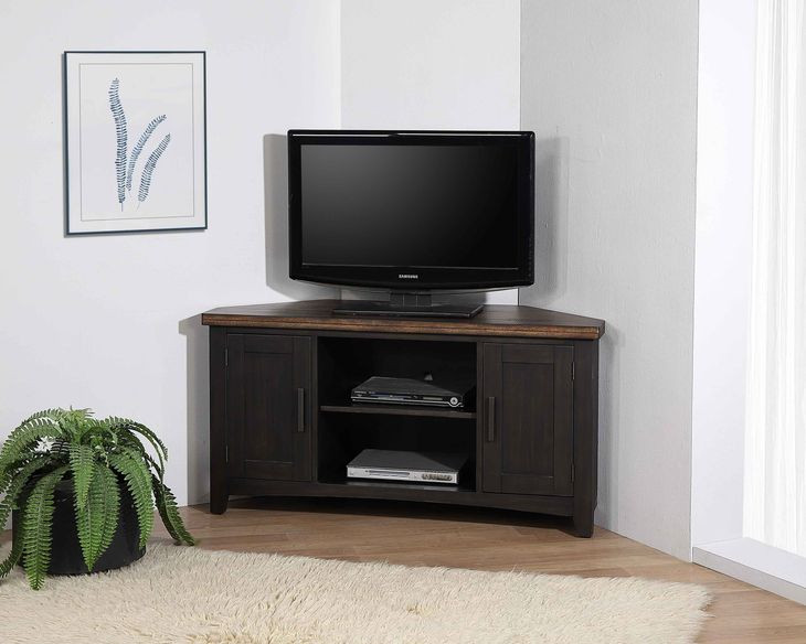 Ashford Black and Brown 1 Shelf 50" Corner TV Cart