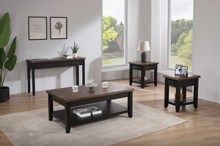 Ashford Black and Brown 1 Drawer Rectangular Chairside Table