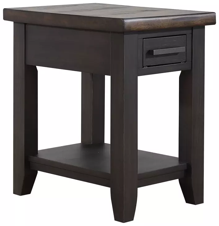 Ashford Black and Brown 1 Drawer Rectangular Chairside Table