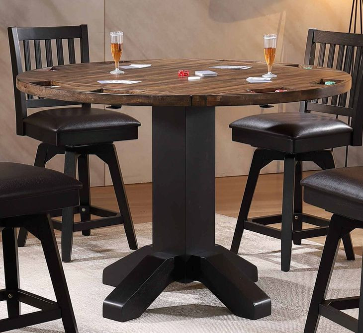 Ashford Black and Brown Round Counter Height Game Room Set