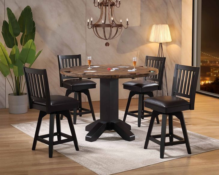 Ashford Black and Brown Round Counter Height Game Room Set
