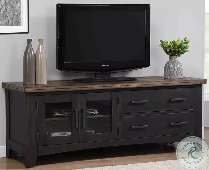Ashford Black And Rustic Walnut 60" TV Stand