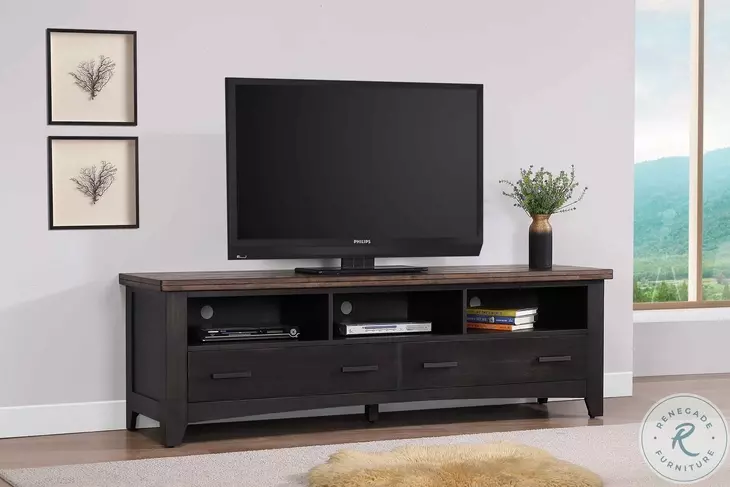 Ashford Black And Rustic Walnut 72" TV Stand