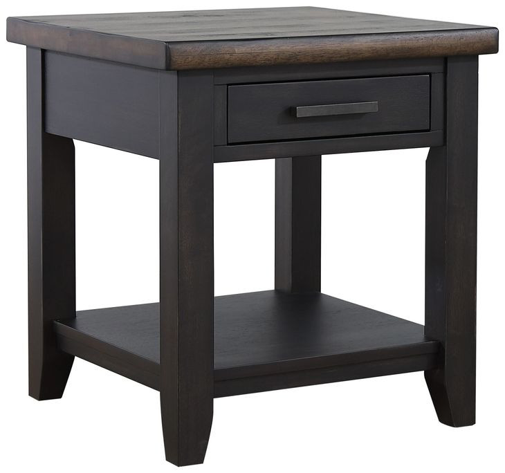 Ashford Black and Brown 1 Drawer Round End Table