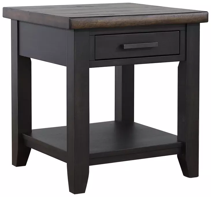 Ashford Black and Brown 1 Drawer Square End Table