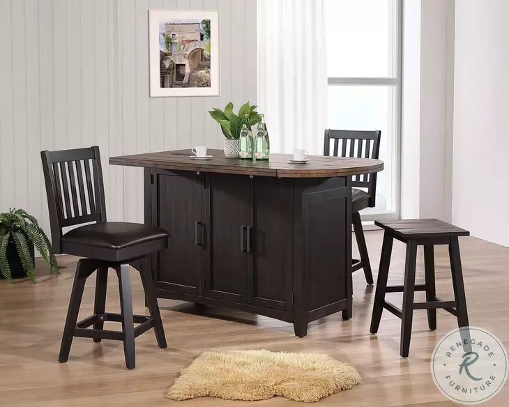 Ashford Black And Rustic Walnut Kitchen Island