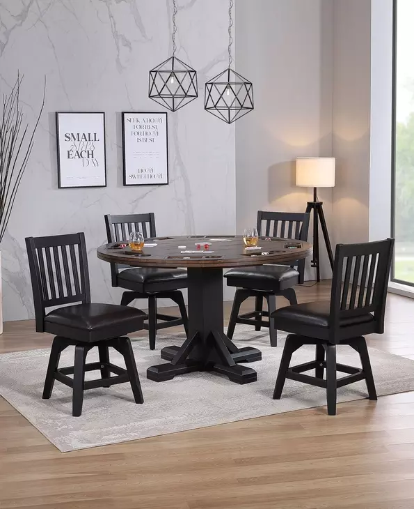 Ashford Black Swivel Upholstered Game Chair Set of 2