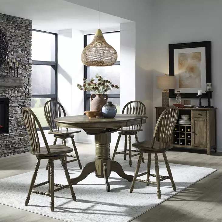 Pine Crossing Antique Honey 5 Piece Extendable Gathering Dining Set