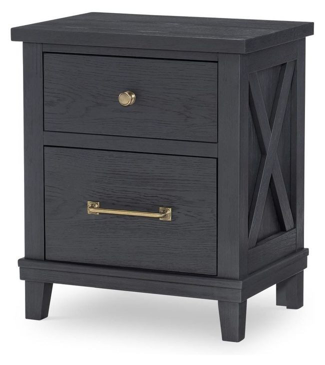 Flatiron Midnight 2 Drawer Nightstand with USB Charging