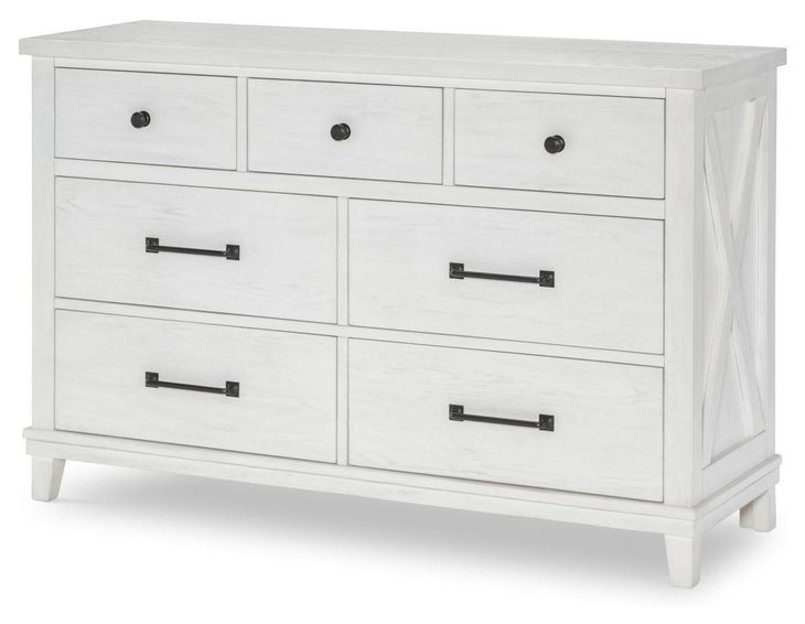 Flatiron Aged White 7 Drawer Dresser