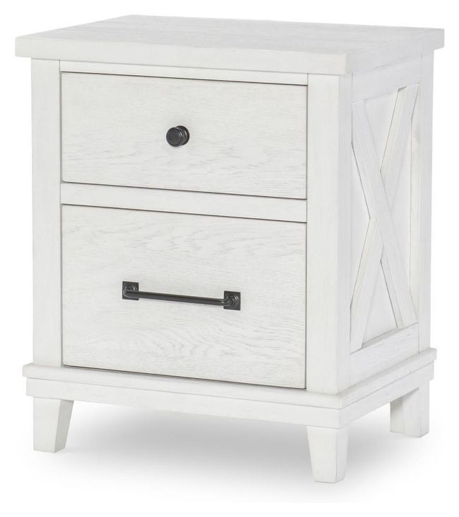 Flatiron Aged White 2 Drawer Nightstand with USB Charging