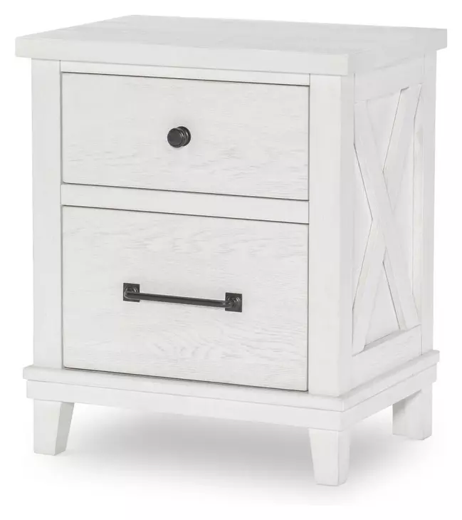 Flatiron Aged White 2 Drawer Nightstand with USB Charging