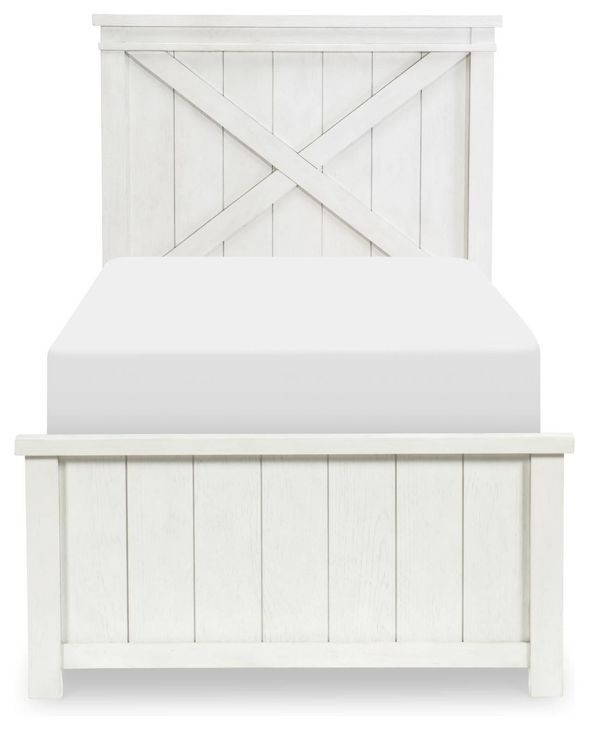 Flatiron Aged White Twin Panel Bed