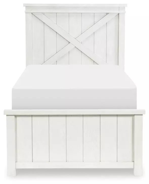 Flatiron Aged White Twin Panel Bed