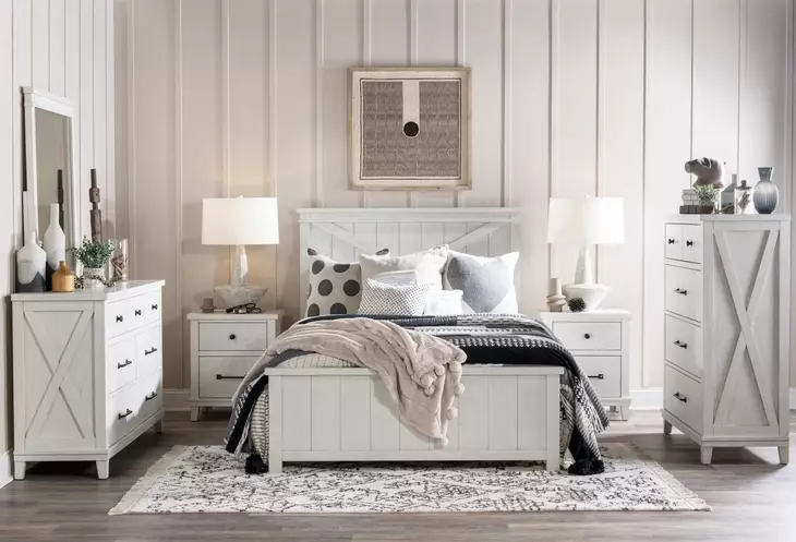 Flatiron Aged White Twin Panel Bed
