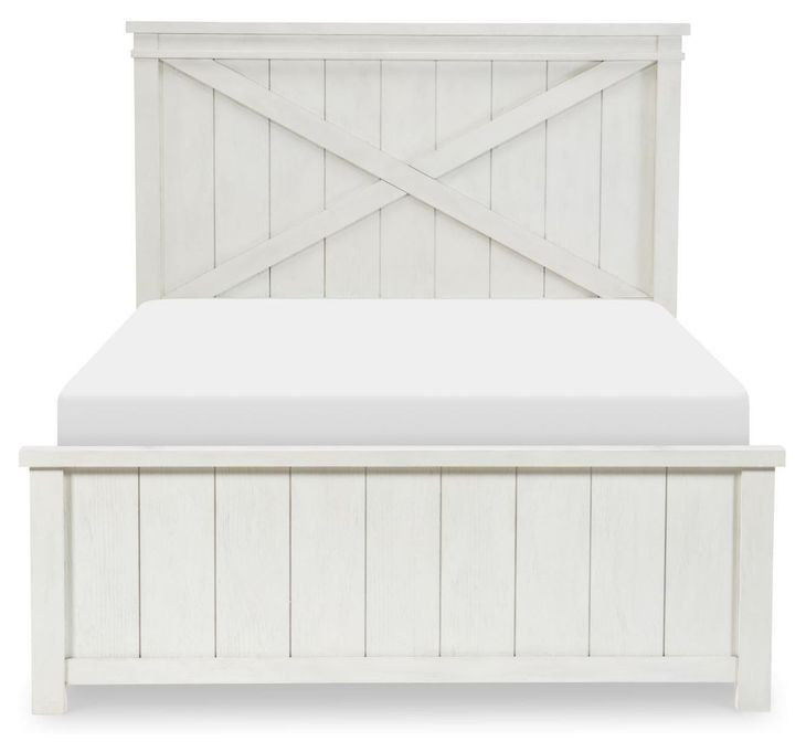Flatiron Aged White Full Panel Bed